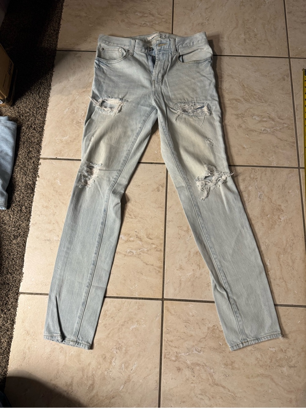 PacSun Men's Light Blue Ripped Skinny Jeans